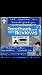 11K views · 22 reactions | >>Feedback and Reviews: LTO NCR-Online Driver's License Request and Inquiry (For Backlog DL Cards)<< We've received so many positive comments from clients who requested to print their Backlog DL Cards via the official LTO NCR website! 殺 LTO NCR remains dedicated to delivering excellent public service every step of the way!  | LTO - National Capital Region | Facebook
