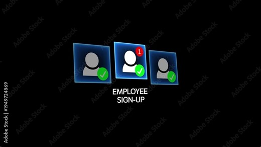Employee Sign Up Process Verification on Black Background verification user registration account creation
