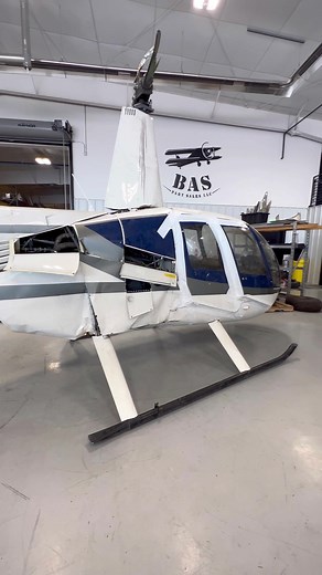 This Robinson R44 Raven II 🚁 in our shop fell victim to a teaching moment and rolled while practicing “pickups and setdowns”. 🥴 Our team is quickly disassembling it to be used for used aircraft parts! #RobinsonHelicopter #SalvagedHelicopter #BASPartSales #R44 #robinsonr44ravenii #RolledHelicopter #SalvagedAircraft #AircraftMechanics