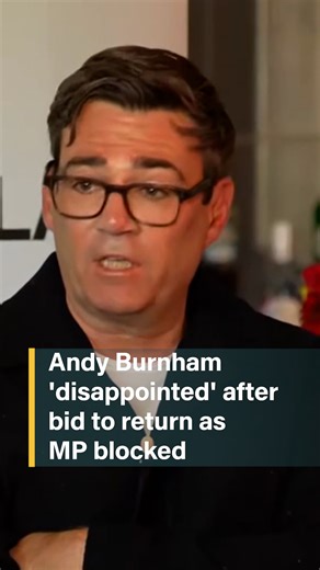 Andy Burnham 'disappointed' after bid to return as MP blocked by Labour's governing body | Channel 5 News