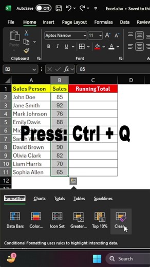 Calculate Running Total in Excel | Excel Hack | Excel Tricks #excel #shorts #shorstfeed #ytshorts