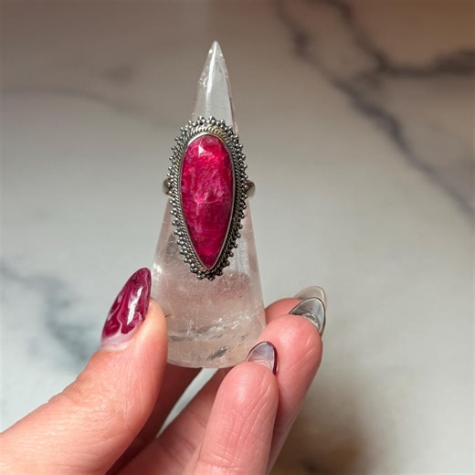Large Faceted Ruby Teardrop Statement Ring: 925 Sterling Silver • Size 7 - Etsy