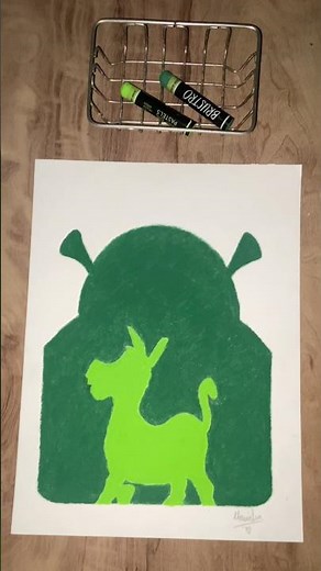 Shrek Fan Art in Oil Pastels | Satisfying Art #shorts