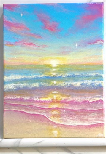 Sunset Reflection Acrylic Painting Tutorial