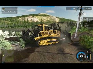 FS25 - TerraFarm - Komatsu D375A Dozer Cutting Trees @ Back Country