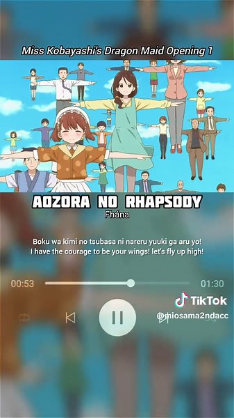 Aozora no Rhapsody - Fhána | Miss Kobayashi's Dragon Maid Opening 1 TV Version #anime #opening #songlyrics #misskobayashidragonmaid #fhana #fyp