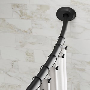 Better Homes & Gardens Dual Mount No Rust 50” to 72” Adjustable Curved Shower Curtain Rod, Black