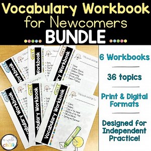 ESL Vocabulary Workbook Bundle | Independent Practice for Newcomers | Gr. 1-5