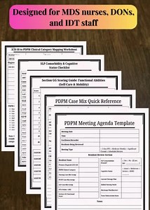 PDPM MDS Meeting Printable Toolkit for Mds Coordinator, Director of Nursing , Care, Skilled Nursing Documentation Checklist & Planner Pdf - Etsy