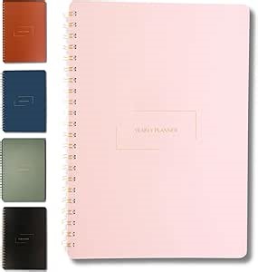 | Ultimate Yearly, Daily, Weekly, Monthly Planner | 8.25" x 11.75" | To Do List Notebook for Work | Simple Design | Multiple Layouts | Academic Planner and Organizer Notebook (Pink, Yearly Planner - Portrait)