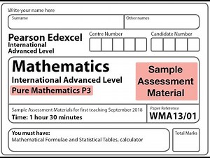 Edexcel IAL Maths - P3 - Sample Assessment