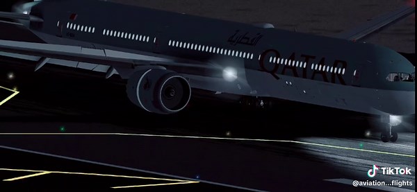 Boeing 787 Landing at Airport - Qatar Airways