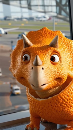 Orange Dino Meets Pineapple Dino at Airport 🍊🦖🍍 | Funny Cucumber Flight |#babydinosaur