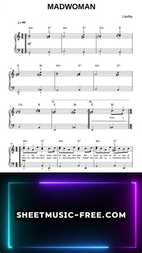 Madwoman Laufey - SHEET MUSIC (Easy Piano) #Laufey #Madwoman #sheetmusic