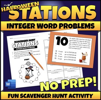 Halloween Integers Word Problems Addition Subtraction Multiplication Division