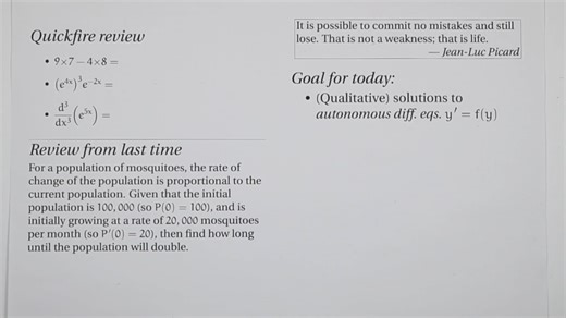 Autonomous differential equations (Diff. Eq.; Lecture 1-8; Spring 2026)