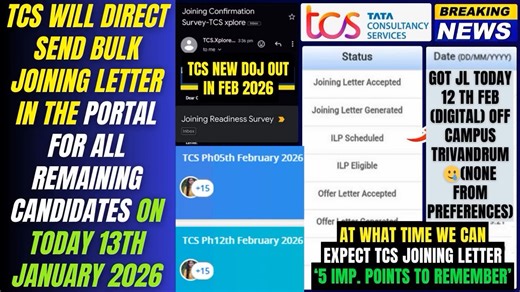 Pappu Career Guide on Instagram: "⚡TODAY 13TH JAN 2026 WE CAN EXPECT TCS DIRECT JOINING LETTER ON PORTAL | TCS OFFER TO JOINING PROCESS ✅ VIDEO LINK: https://lnkd.in/gQnN8RQ6 ⚡Infosys Direct Test Hiring | EdgeVerve Mass Hiring | Off Campus Hiring 2025 | 2024| 2023 |2022 Batch ✅ Video LINK: https://lnkd.in/gvvBD5Jy 📍 Direct Apply Link 1: https://lnkd.in/ggv3YEb3 ⚡TravClan Direct Test Hiring | TravClan SDE Mass Hiring | Off Campus Hiring 2025 | 2024 | 2023 Batch ✅ VIDEO LINK: https://lnkd.in/gh-6