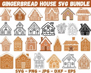 Gingerbread House SVG Clipart, Christmas Silhouette, Winter Holiday Paper Home, Cut Files, Instant Download - Etsy