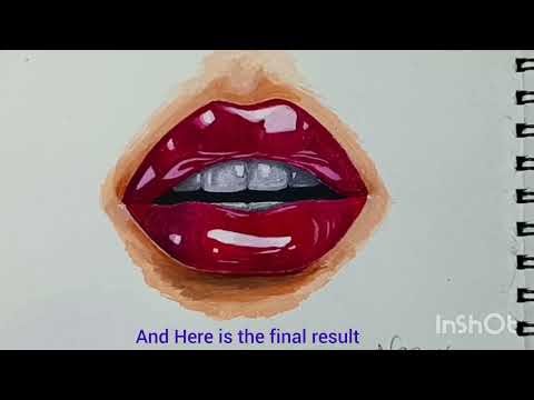 How to draw glossy lips👄#youtubevideo #lips drawing #viral #lips drawing tutorial