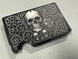 Skulls and Rose RFID Wallet Laser Engraving File: Lightburn File With Settings (digital Download) - Etsy