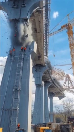 Massive concrete Beam collapase!crane cables snap in second IReal contruction#fail#contructions#fail