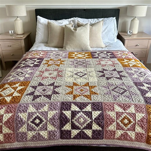 Quiet Sky Crochet Blanket Pattern PDF – Modern Star Quilt Inspired Crochet Throw - Etsy