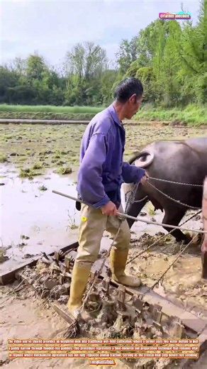 The Art of Buffalo-Powered Paddy Harrowing: Traditional Soil Preparation for Rice Transplanting