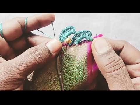 Slanting crochet saree kuchhu design