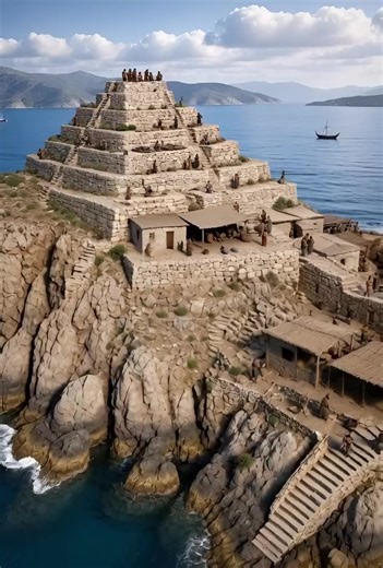 The ancient Greek “pyramid” of Keros. At least 4,000 years ago, builders carved the entire surface of Daskalio, the ancient natural headland of the island of Keros, which has a pyramidal shape. They terraced it into levels and covered them with 1,000 tons of specially imported, gleaming stone to give the appearance of a massive stepped pyramid rising from the Aegean, forming the most imposing man-made structure in the entire Cyclades archipelago. Beneath the surface of these terraces, however, l