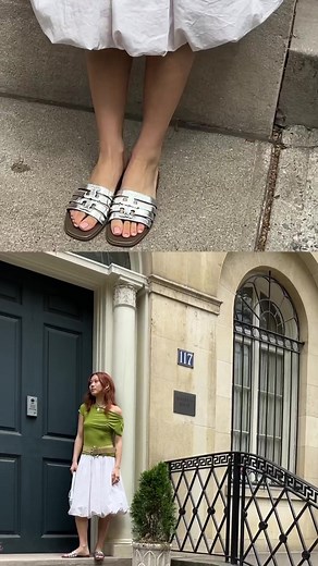 @Vivian wears her favorite Tory Burch sandal: the Ines 🪩 #fashiontiktok #designersandals