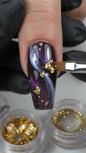 ✨ Galaxy Star Nail Art 💜💅 | Easy Nail Art Tutorial #Shorts