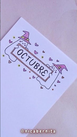 TÍTULO BONITO CON FANTASMAS KAWAII 👻 IDEA PARA PORTADA, CARTULINA o DIARIO #titulos #apuntesbonitos