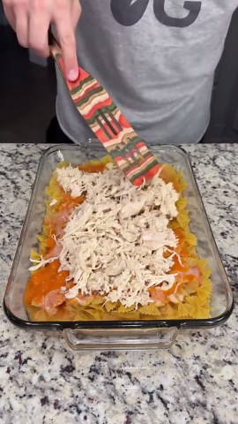 Dump and bake buffalo chicken pasta