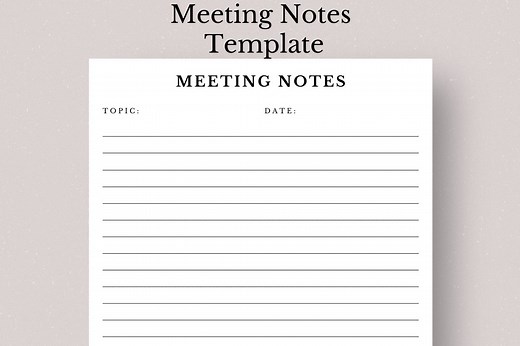 Meeting Notes Printable, Lined Paper Template (PDF File) - Etsy