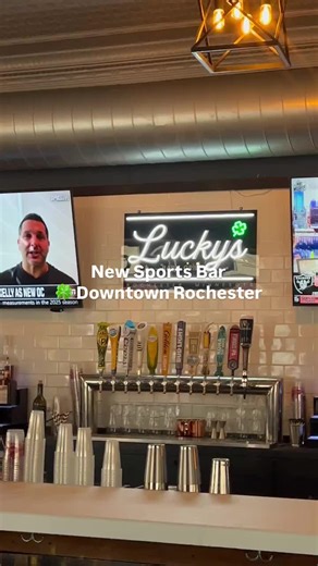 NOW OPEN 🍀 Lucky’s Bar & Grill in Downtown Rochester! Come check out this brand new sports bar offering late-night American classics. Open 11am-1am daily #newrestaurant #sportsbar #barandgrill #rochestermn #downtownrochestermn #rochmn #americanfood
