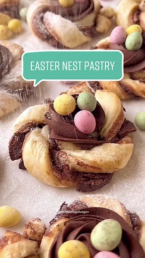 Easy Vegan Nutella Puff Pastry Swirls with Chocolate Cream & Mini Eggs