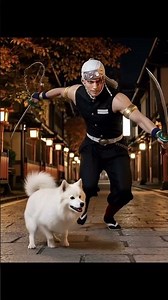 Dog invades Demon Slayer set! Everyone breaks character 🤣🐶 #DemonSlayer #Shorts#cosplay#鬼滅之刃