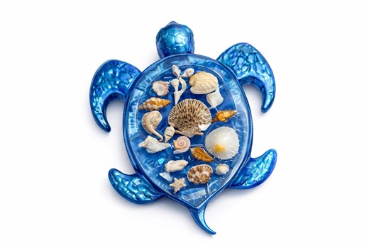 Iridescent Seaturtle With Seashells in Back Shell - Etsy