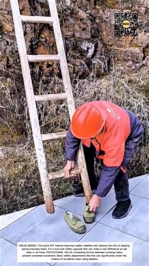 Simple Ladder Safety Trick That Prevents Slipping #9work