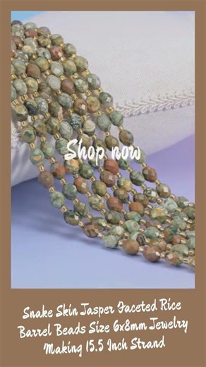 Snake Skin Jasper Faceted Rice Barrel Beads Size 6x8mm Jewelry Making 15.5 Inch Strand