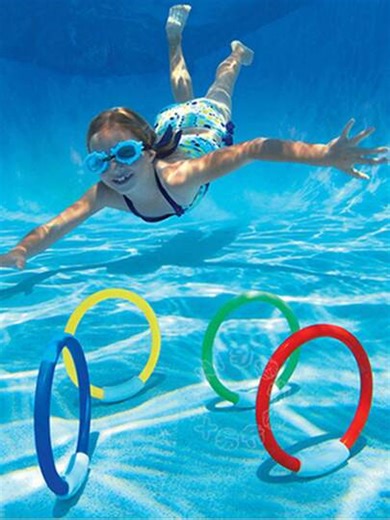 Swimming Pool Toys Summer Diving Toys Underwater Diving Play Grass Toys Swimming Breath Holding Exercise Tools, Swimming Pool Diving Ring Toys Summer Diving Pool Sinking Ring Set(3+) | SHEIN