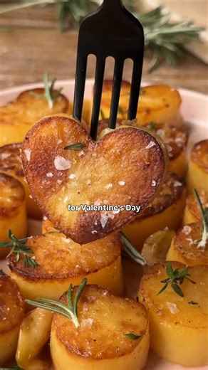 Lexi Harrison & Beth Sinclair on Instagram: "Heart-shaped fondant potatoes 💕 with lots of butter, garlic, rosemary & thyme are the perfect side dish for Valentine’s Day date night at home! Make sure to save the potato scraps for mashed potatoes or breakfast hash the next morning 🫶 Comment ‘RECIPE’ and we’ll send it to you! The recipe on our site is for regular fondant potatoes - follow all the same steps, but use a heart cookie cutter for the shape ❤️"