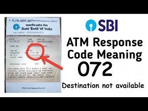 SBI ATM Error Code 072 Destination Not Available | SBI ATM Response Code 072 | How To Fix 072