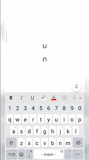 How to insert union and intersection symbol in ms word from mobile #intersectionofsets #unionofsets