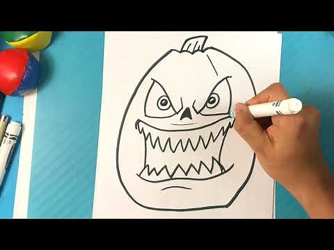 EASY How to Draw SCARY PUMPKIN Face