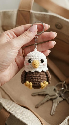 Crochet Eagle Keychain, Cute Amigurumi Bald Eagle, Bird Bag Charm, Soft Wool, Handmade Keychain, Animal Lover Gift - Etsy