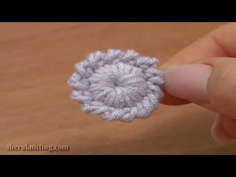 Crochet Round Button Element Tutorial 6 Long Single Crochet
