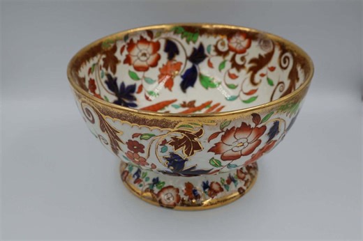 Antique English Ironstone Pedestal Bowl “amherst” | Hand Painted Floral Bowl With Gold Gilt Rim | Made in England - Etsy