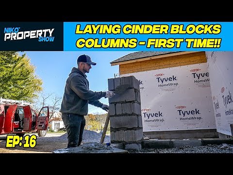 Laying Cinder Block Columns For Front Porch Gable | Building A $350,000 Custom House | Episode 16