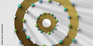 The video features a blue loop with colorful circles. The dynamic animation creates a continuous and visually engaging effect, emphasizing the fluidity and vibrancy of the colors.